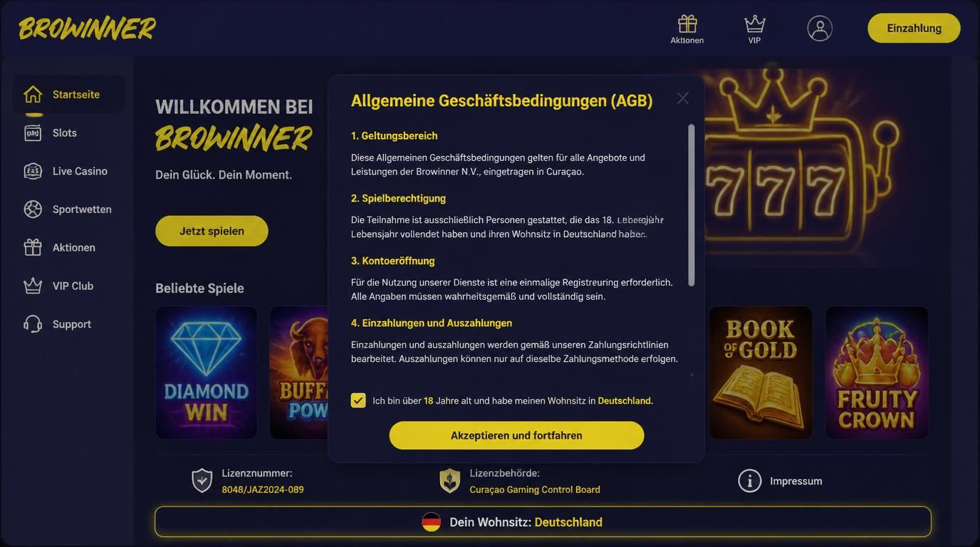 AGB mit Wohnsitz, Altersnachweis, Lizenzpunkt Deutschland